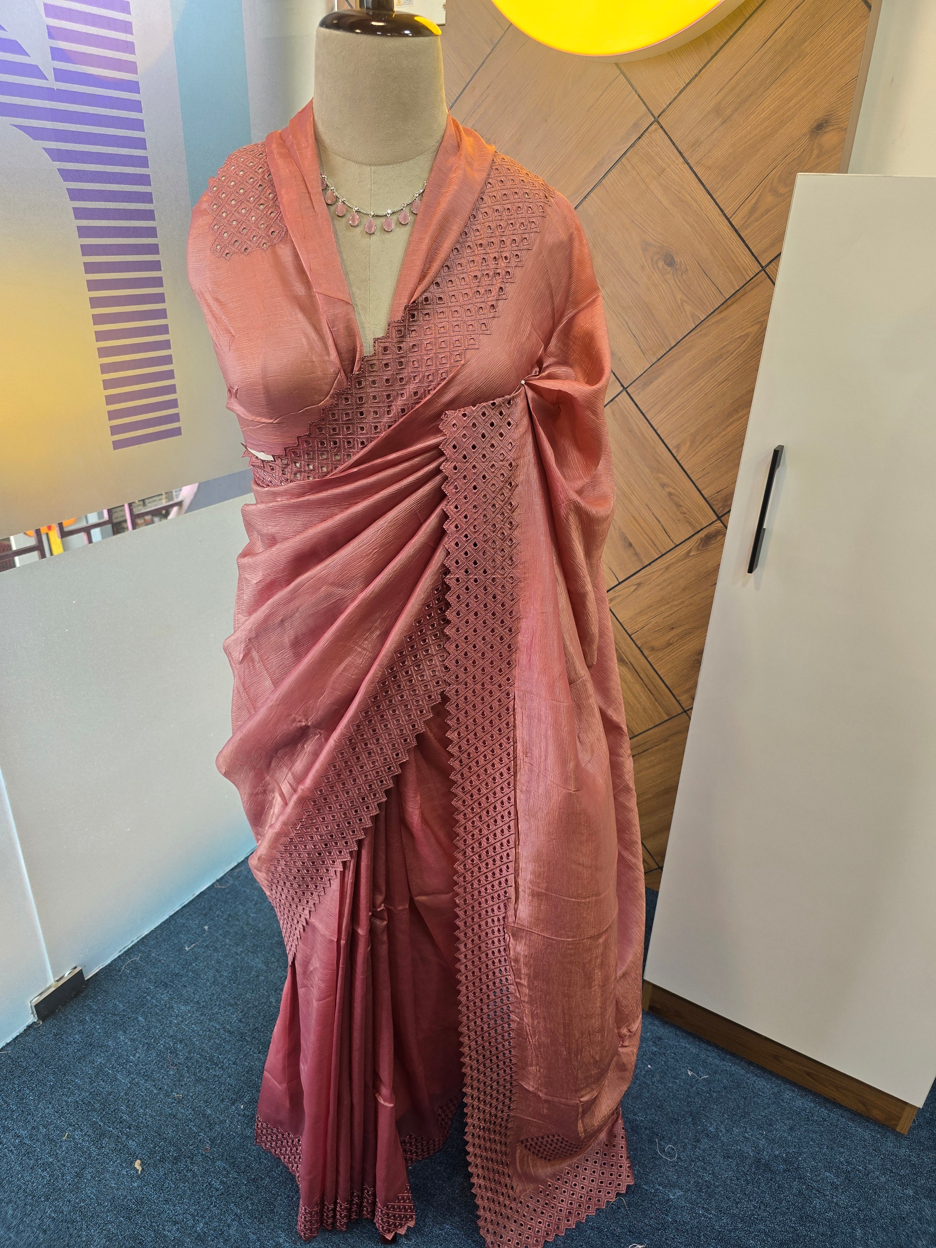 CRUSHED ORGANZA SAREE