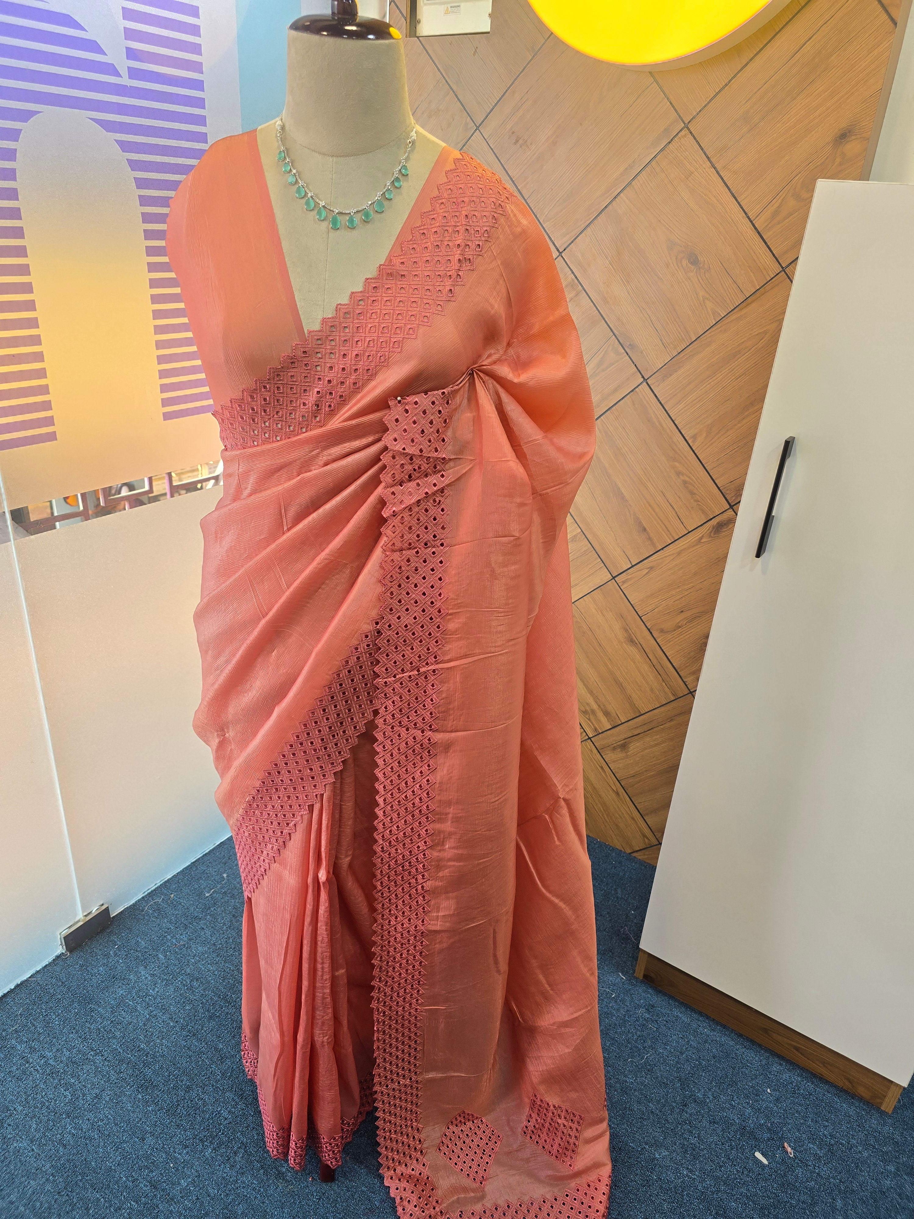 CRUSHED ORGANZA SAREE