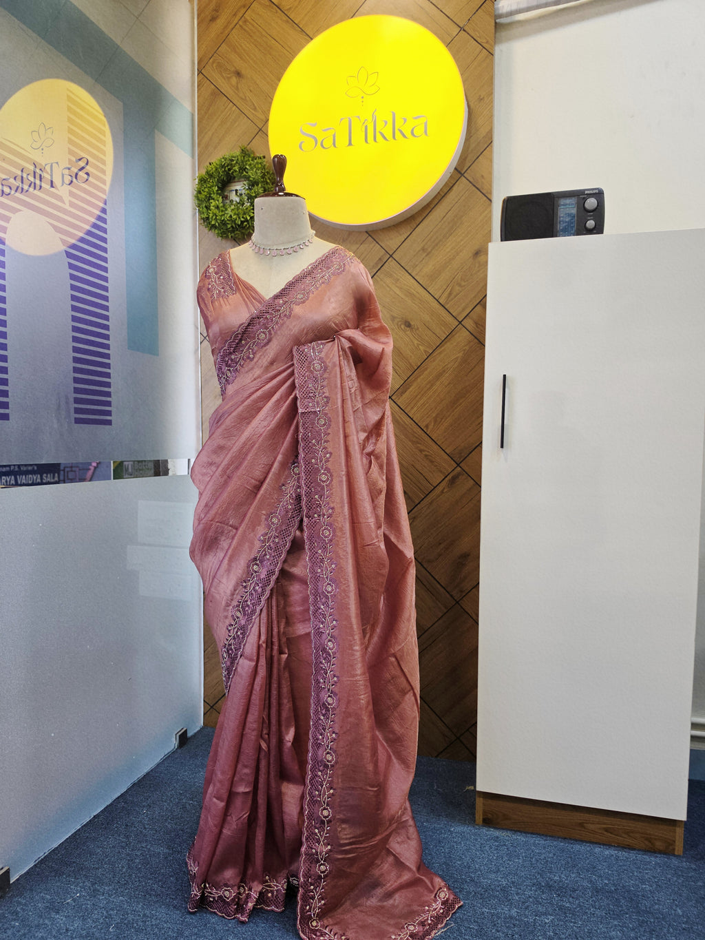 ORGANZA EMBROIDERY CUTWORK SAREE