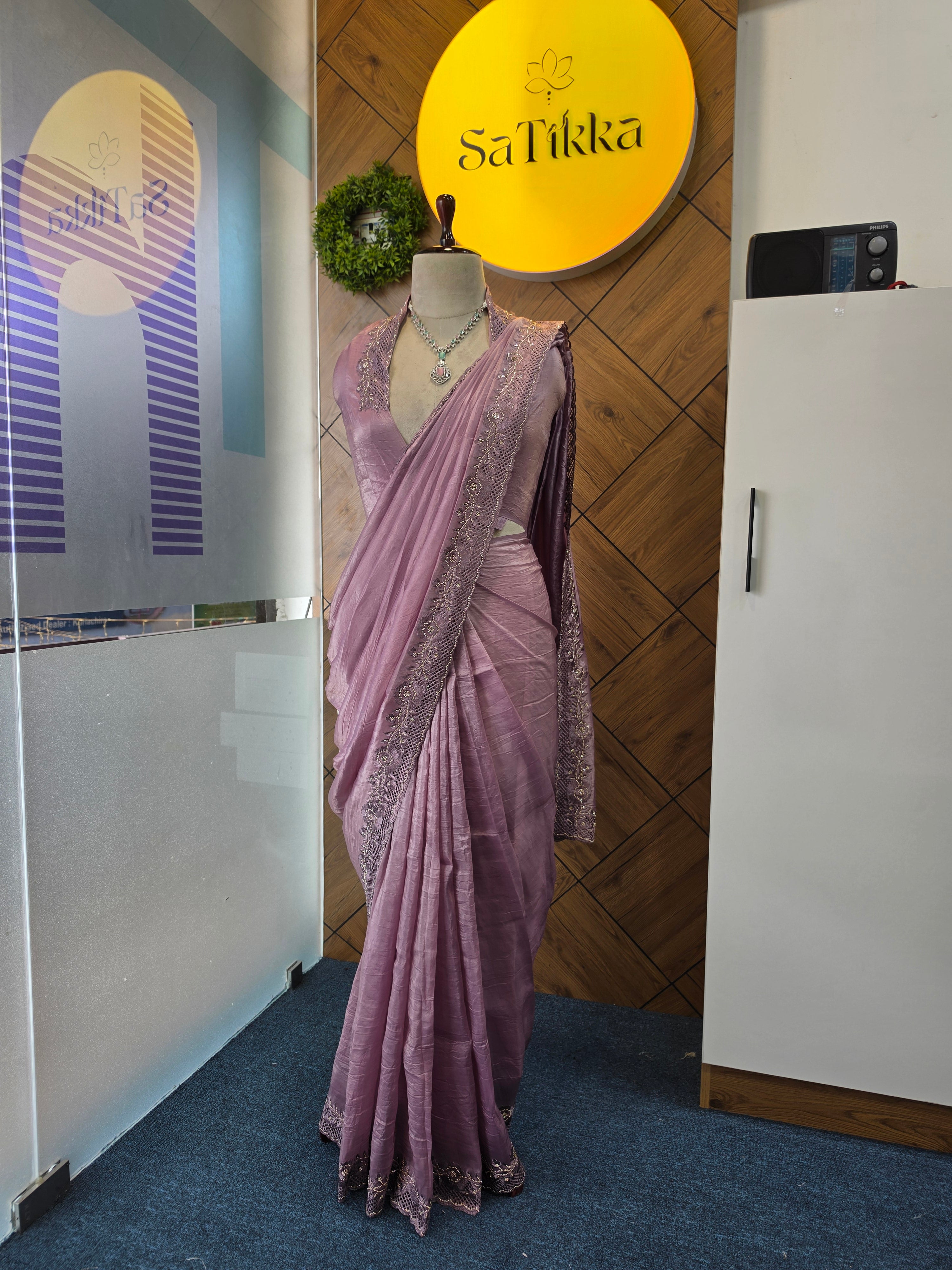 ORGANZA EMBROIDERY CUTWORK SAREE