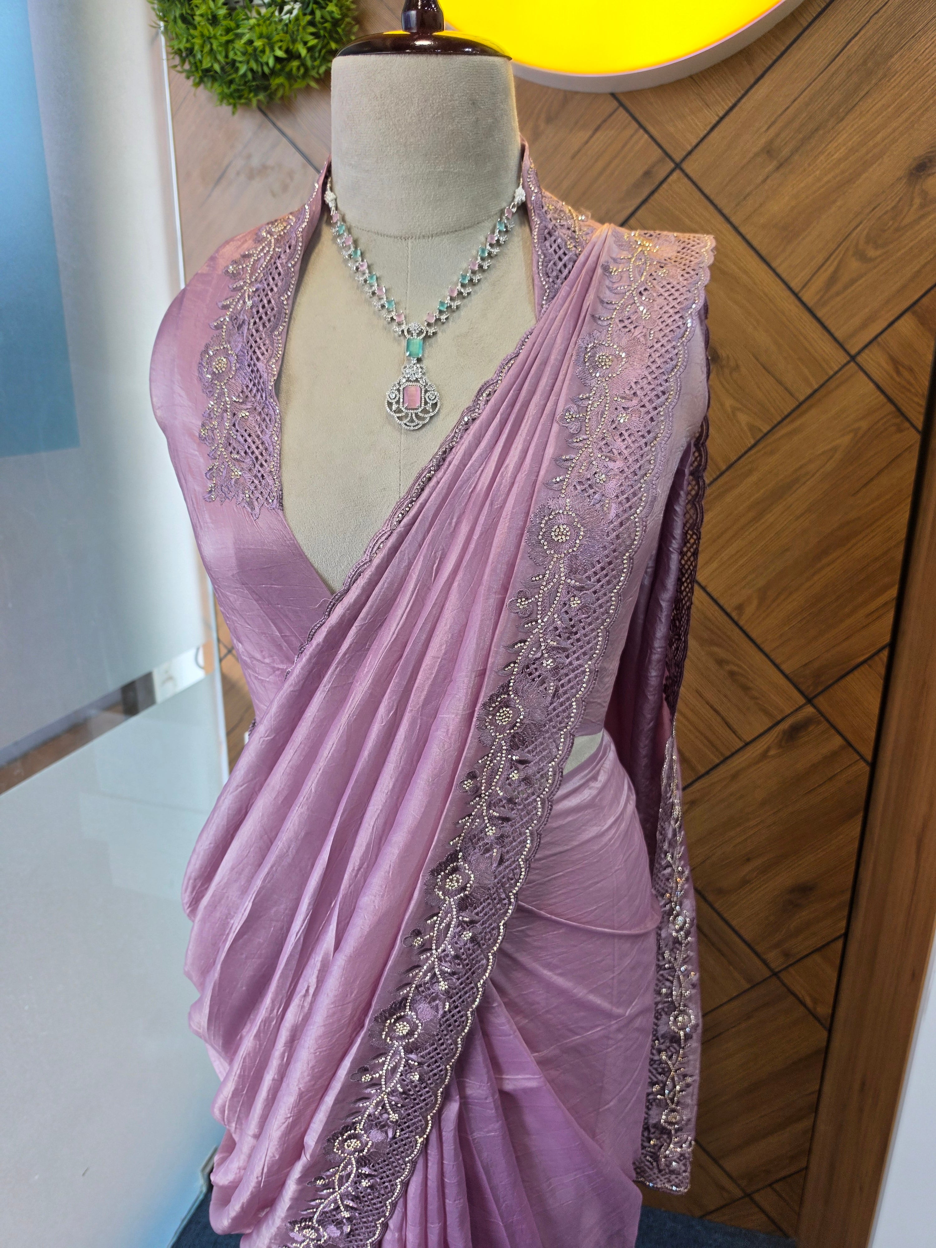 ORGANZA EMBROIDERY CUTWORK SAREE