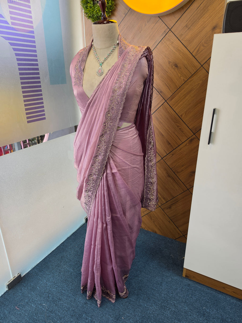 ORGANZA EMBROIDERY CUTWORK SAREE