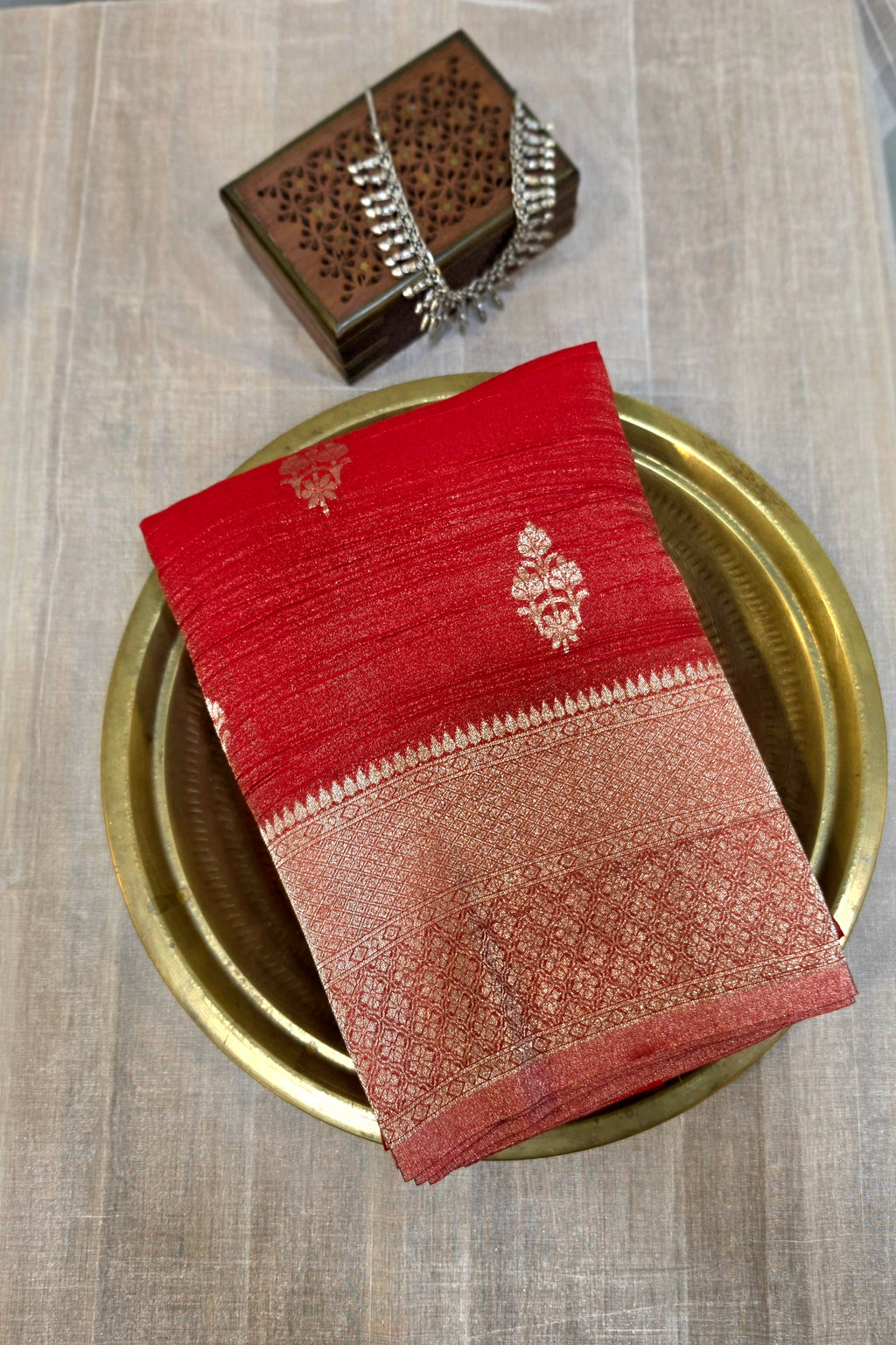CRUSHED TISSUE SILK BANARASI SAREE