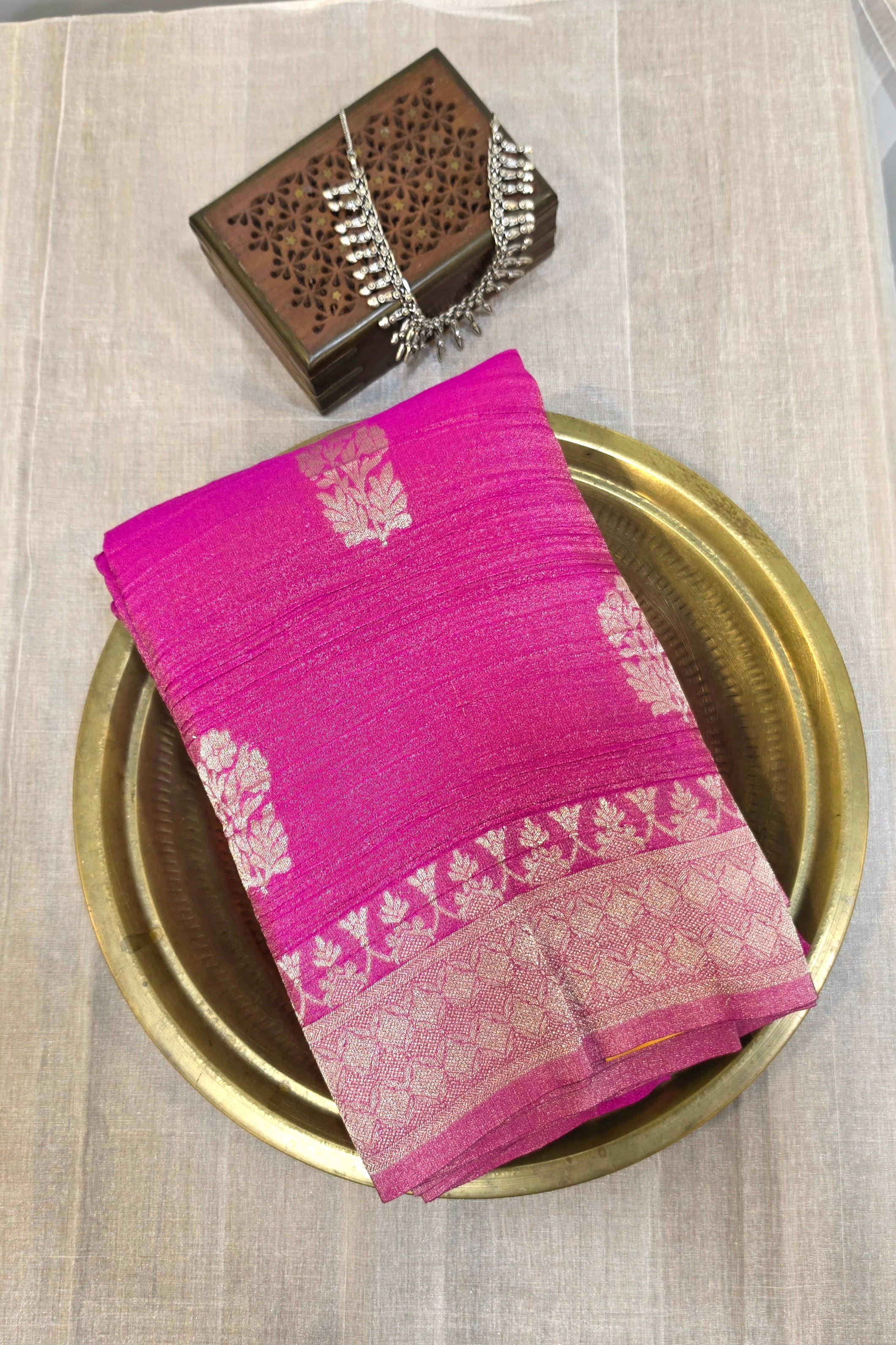 CRUSHED TISSUE SILK BANARASI SAREE
