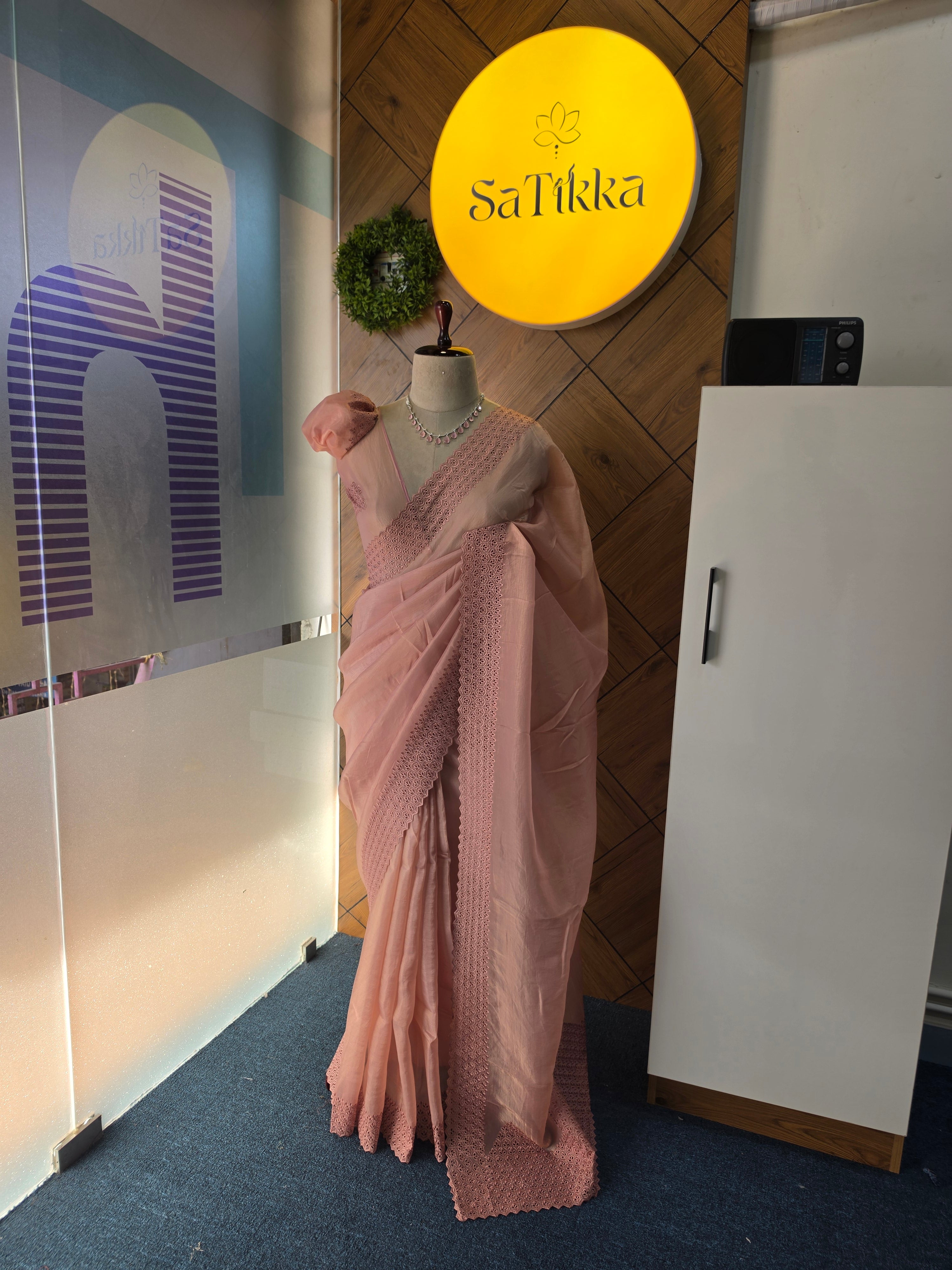 ORGANZA EMBROIDERY CUTWORK SAREE