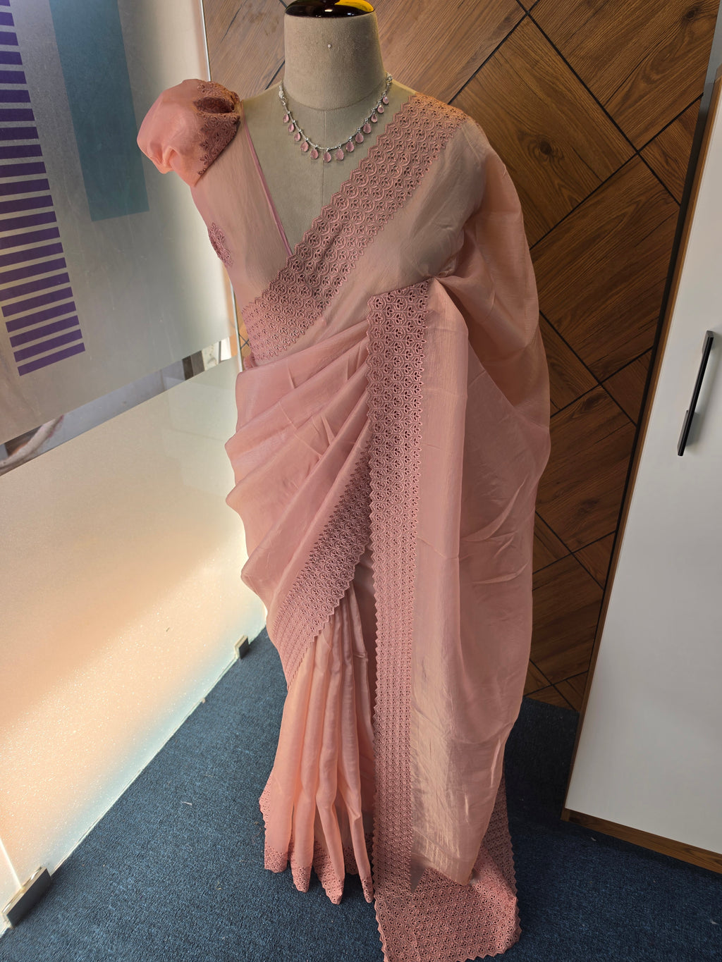 ORGANZA EMBROIDERY CUTWORK SAREE