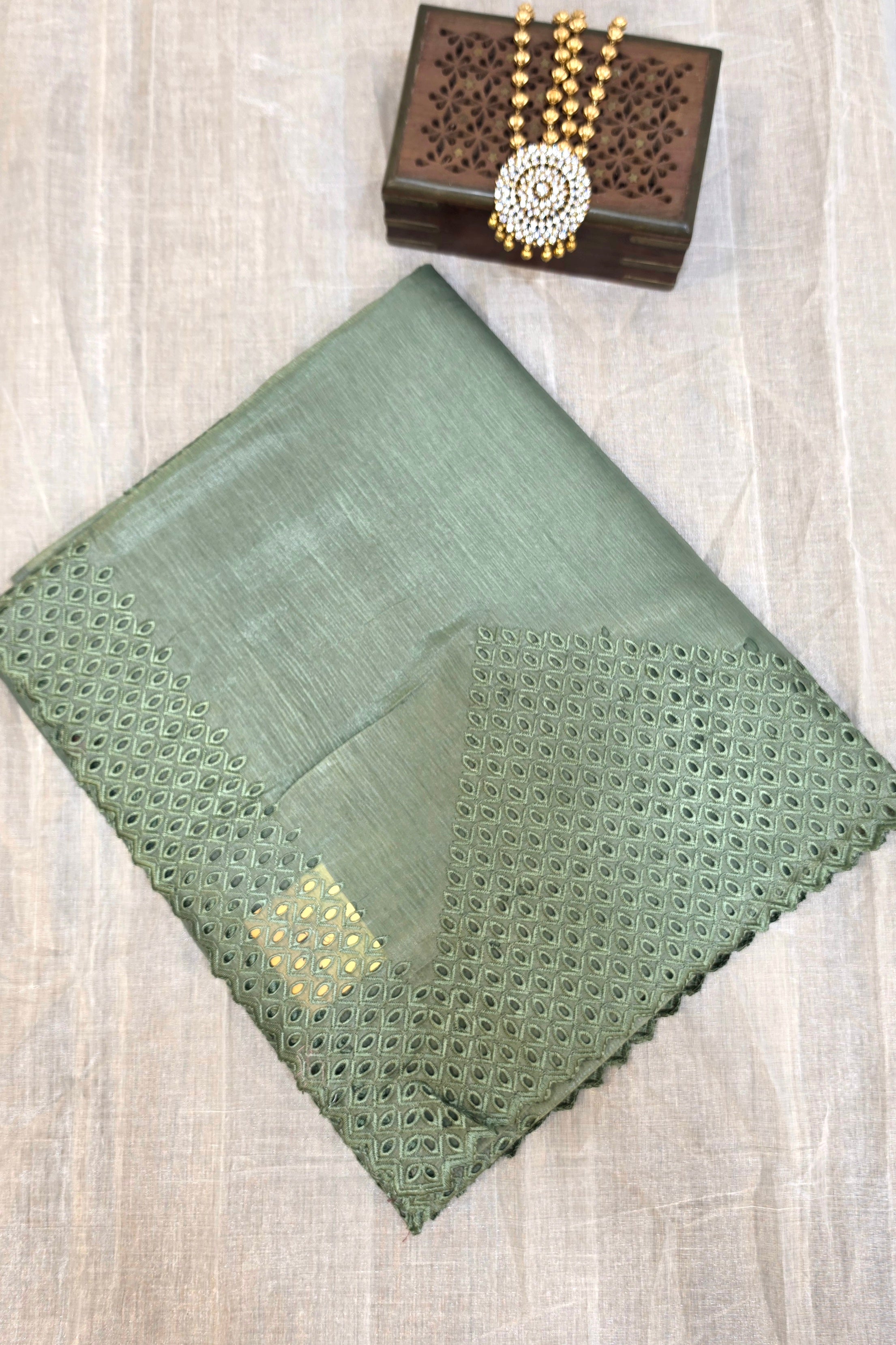 ORGANZA EMBROIDERY CUTWORK SAREE