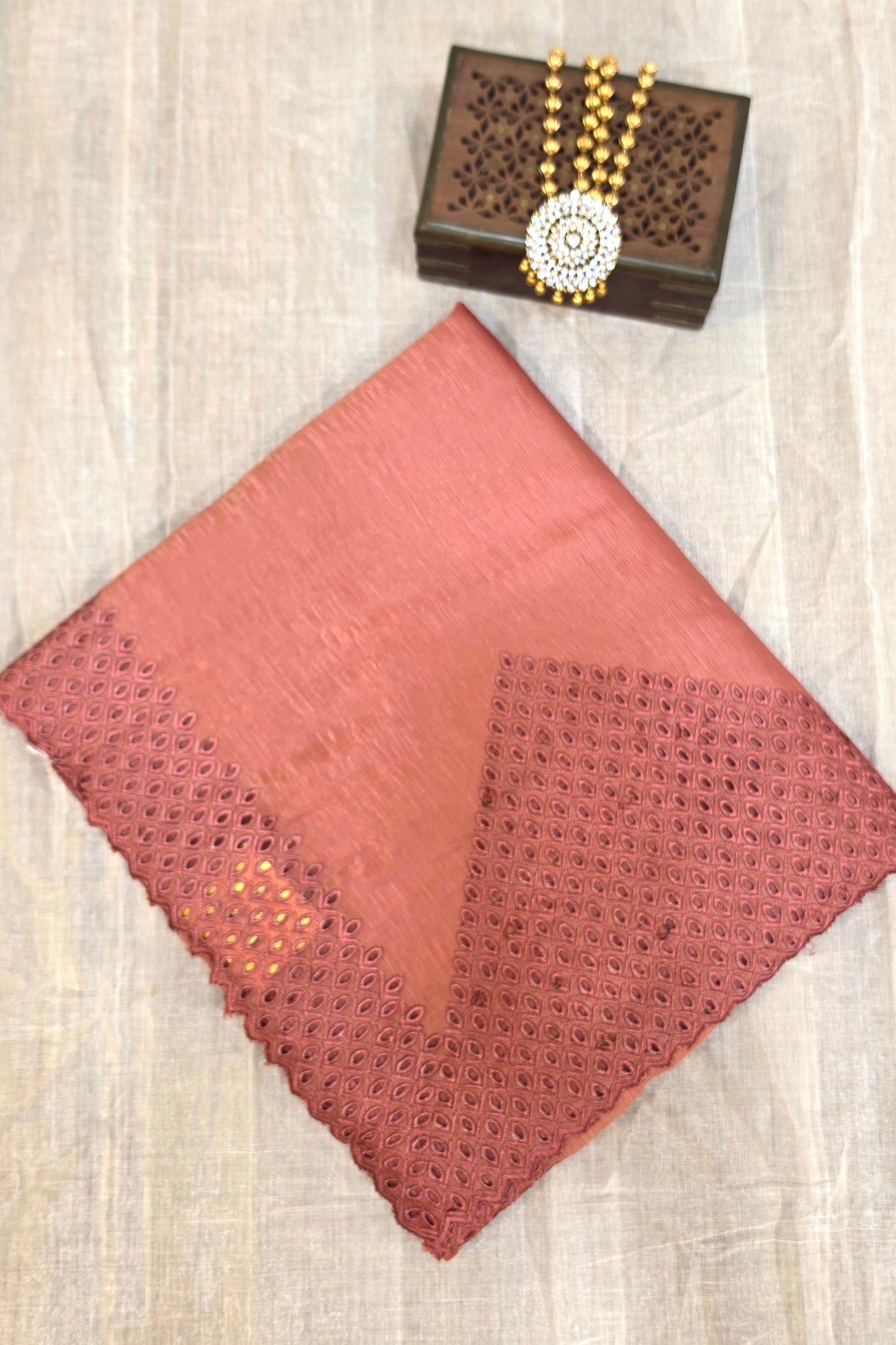 ORGANZA EMBROIDERY CUTWORK SAREE