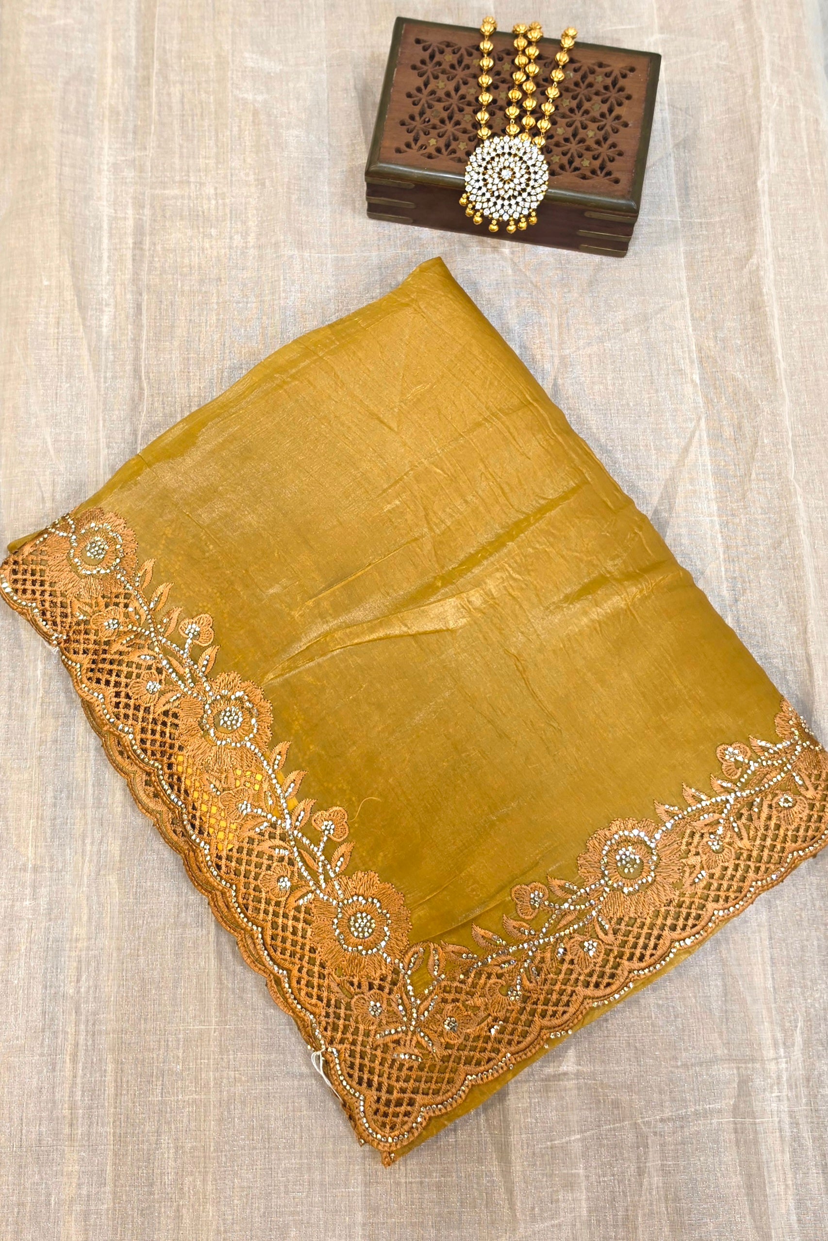 ORGANZA EMBROIDERY CUTWORK SAREE