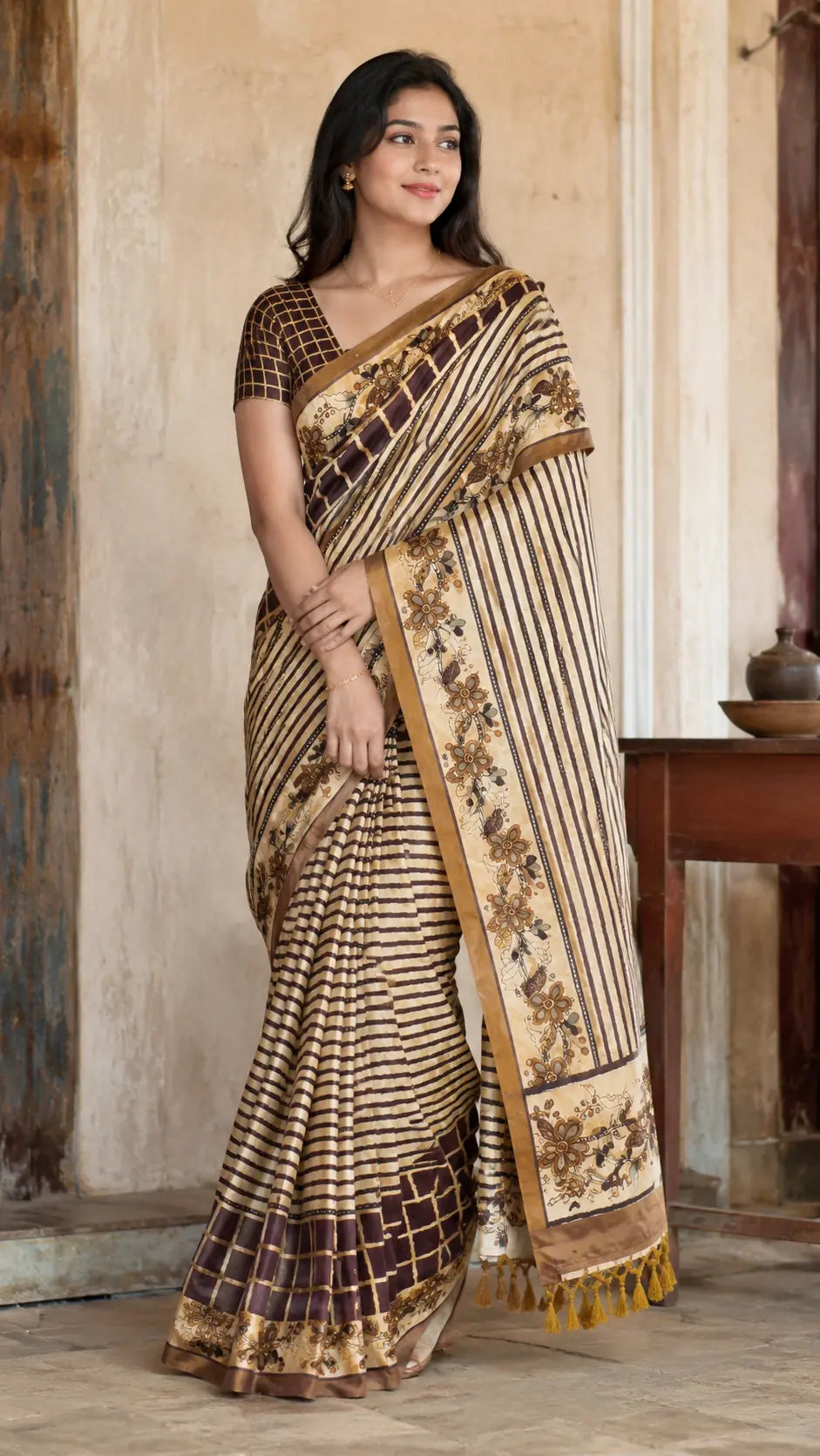 BLENDED TUSSAR SILK SAREE