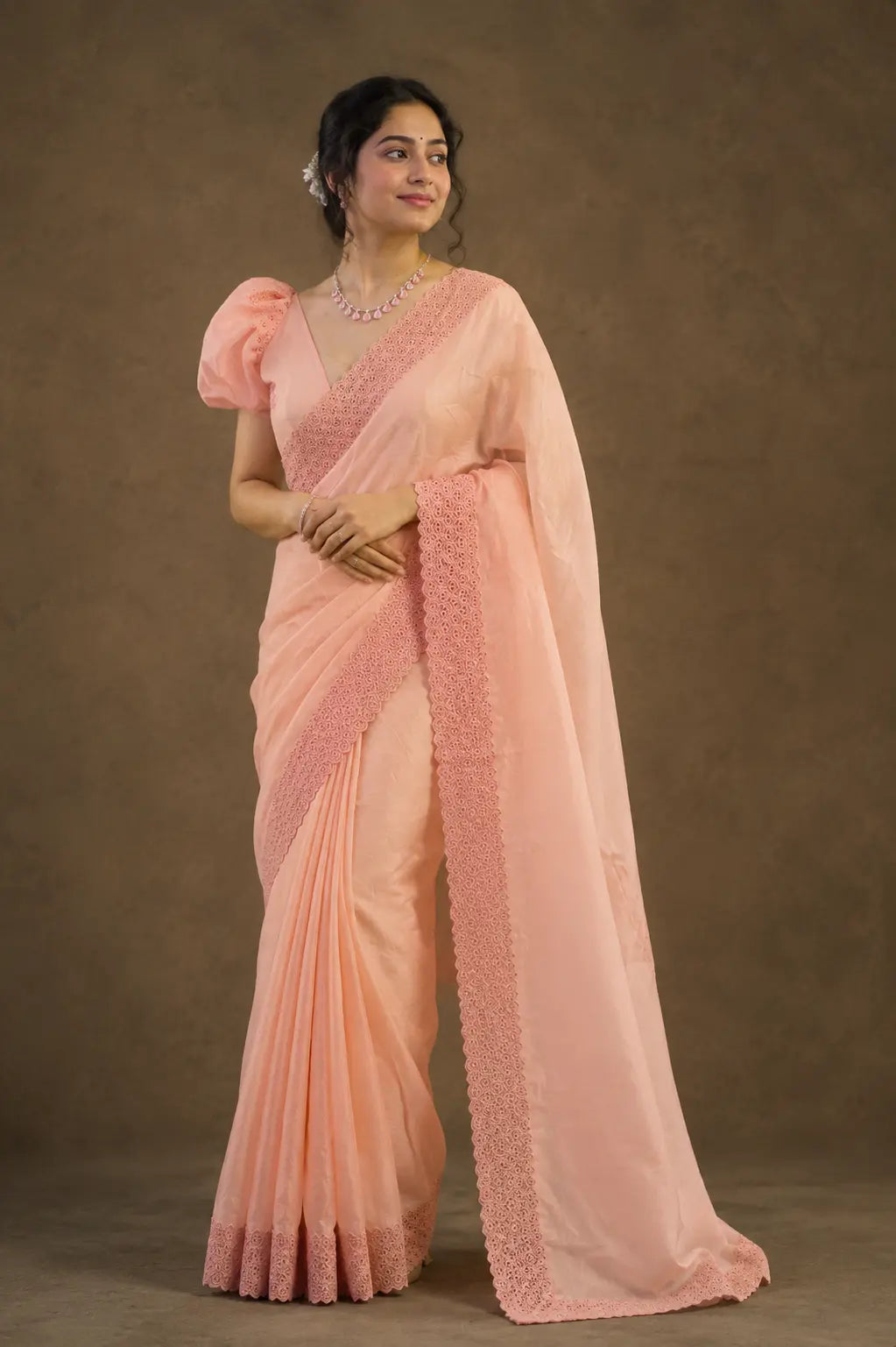 ORGANZA EMBROIDERY CUTWORK SAREE