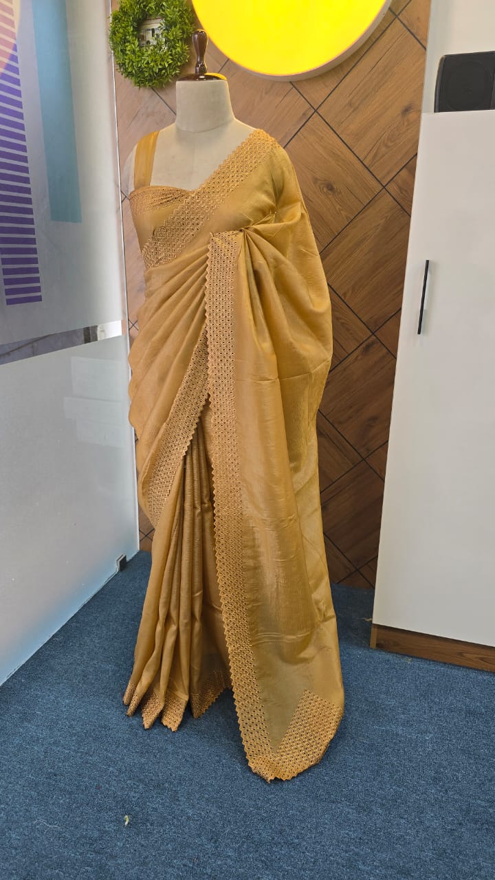 ORGANZA EMBROIDERY CUTWORK SAREE