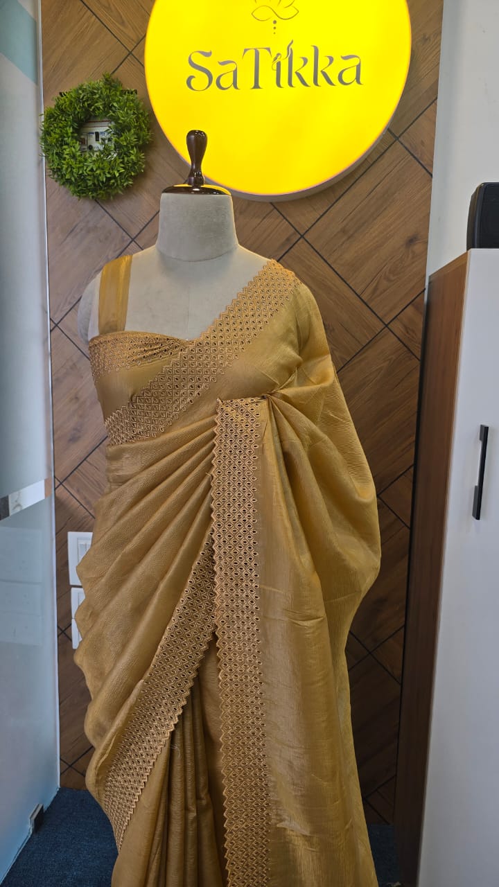 ORGANZA EMBROIDERY CUTWORK SAREE