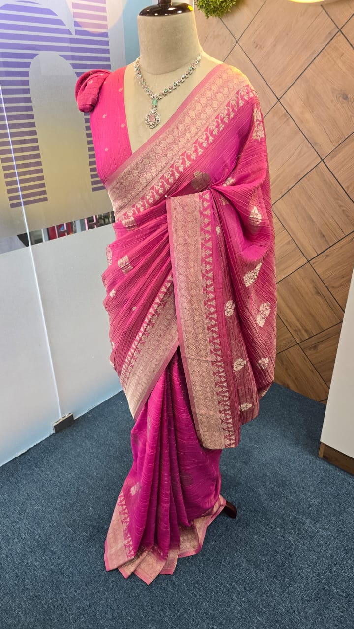 CRUSHED TISSUE SILK BANARASI SAREE