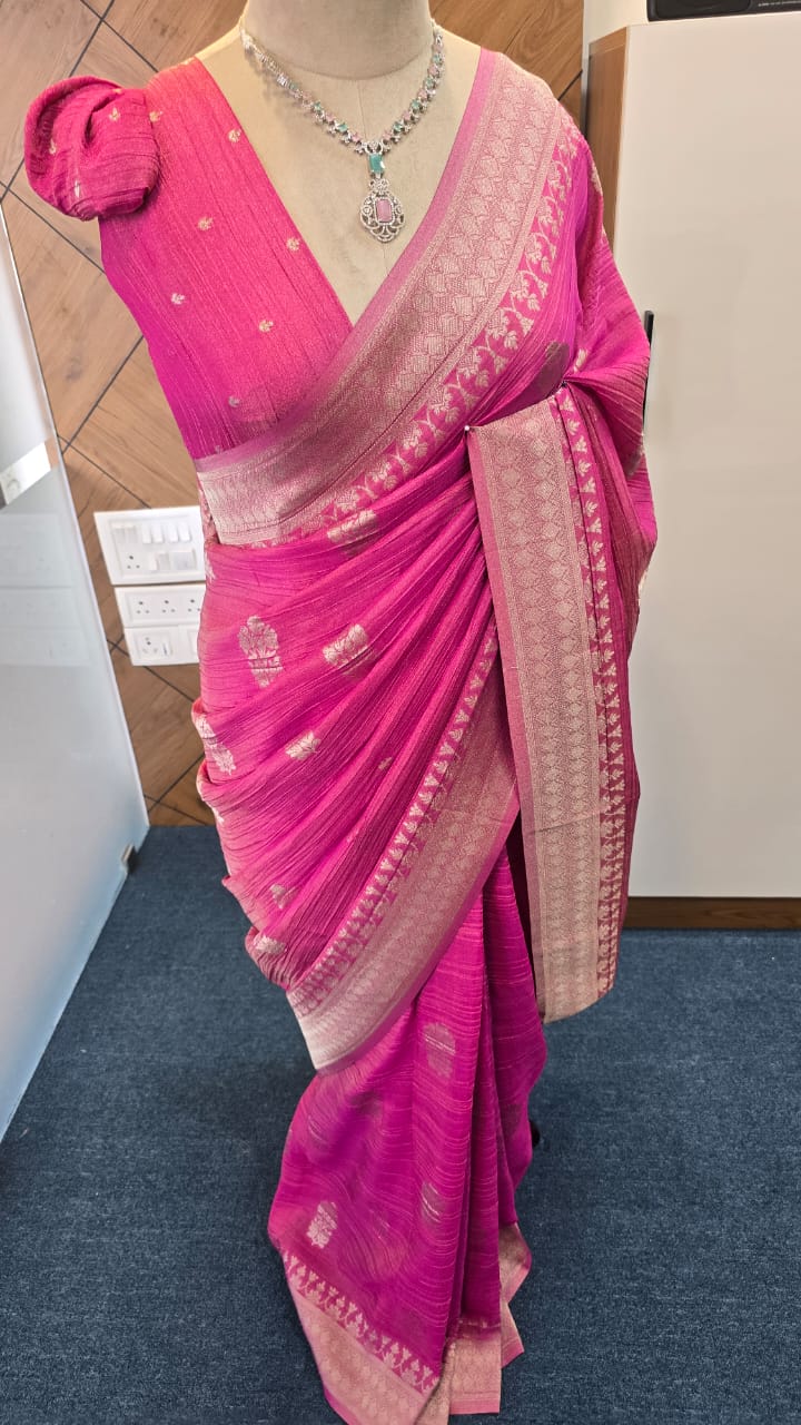 CRUSHED TISSUE SILK BANARASI SAREE