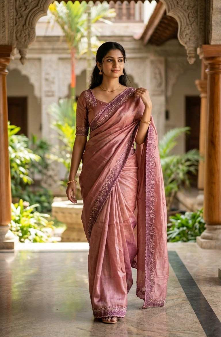 ORGANZA EMBROIDERY CUTWORK SAREE