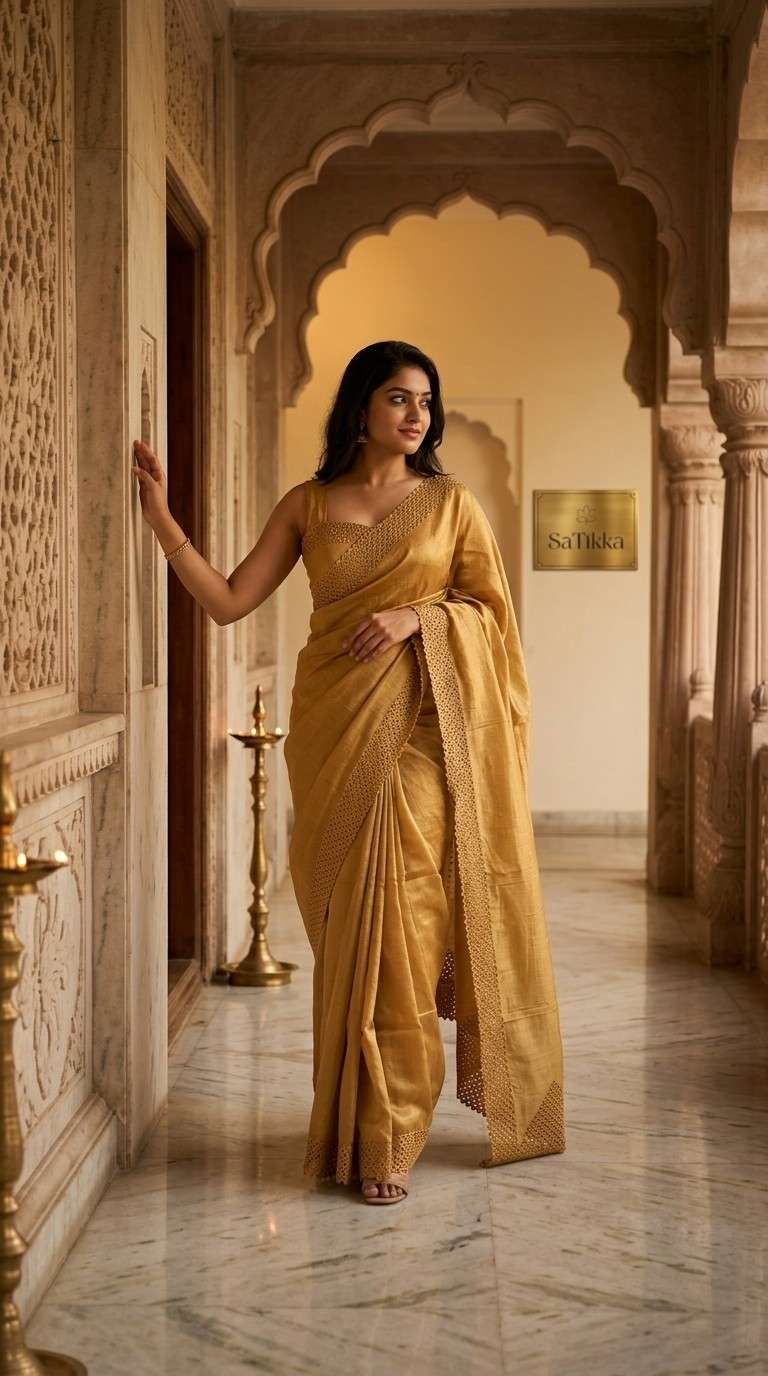 CRUSHED ORGANZA SAREE