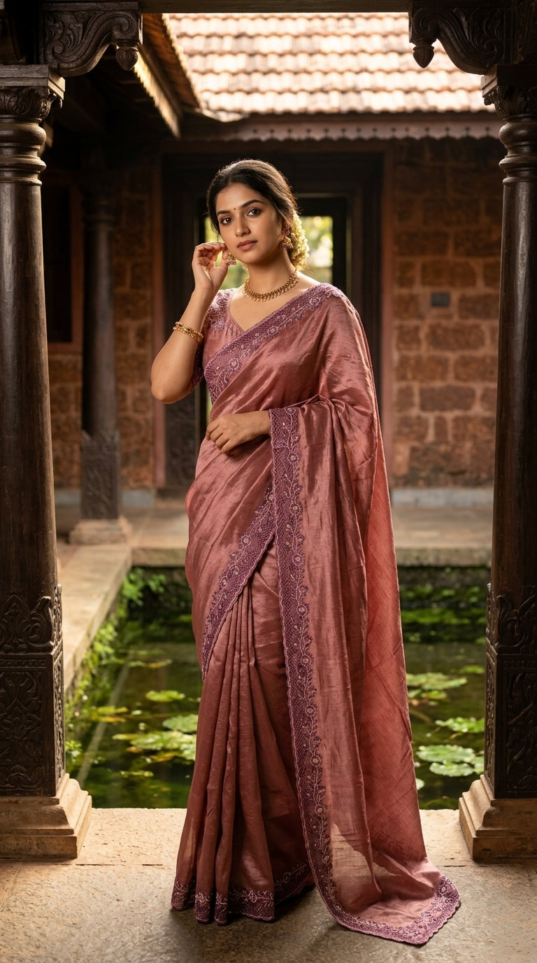ORGANZA EMBROIDERY CUTWORK SAREE