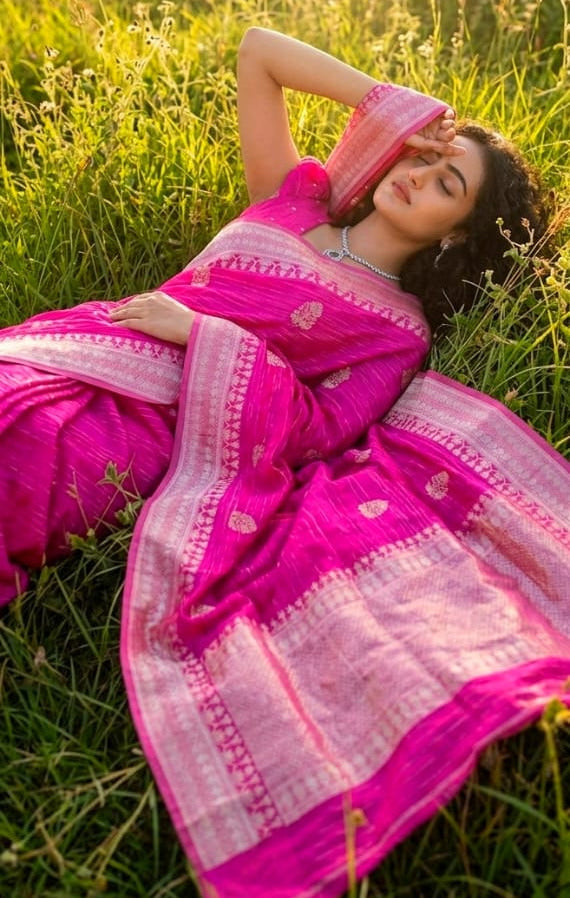 CRUSHED TISSUE SILK BANARASI SAREE