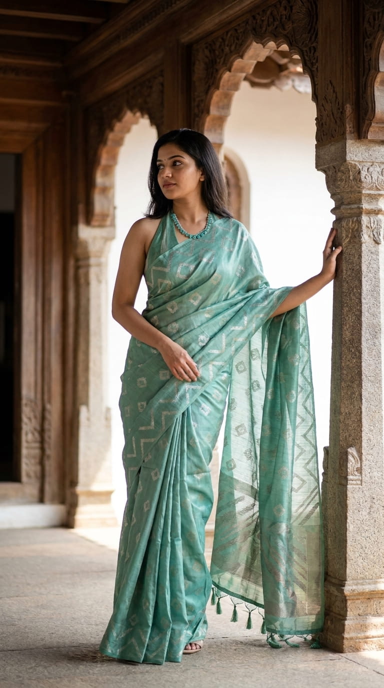BOARDERLESS BLENDED SILK SAREE