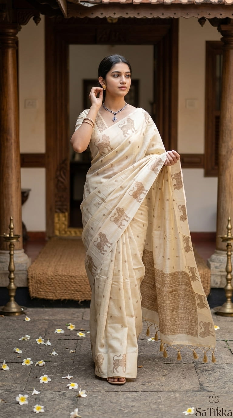 BLENDED TUSSER SILK SAREE