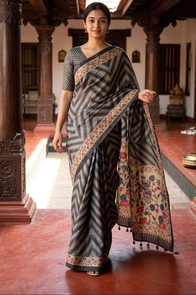 BLENDED TUSSAR SILK SAREE